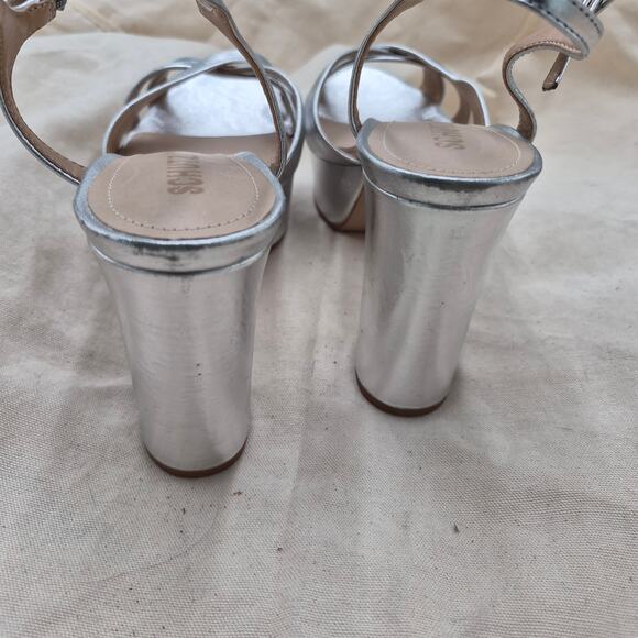 NEW Schutz Keefa high-heeled platform sandal in a metallic leather finish sz 9.5 - Picture 3 of 4